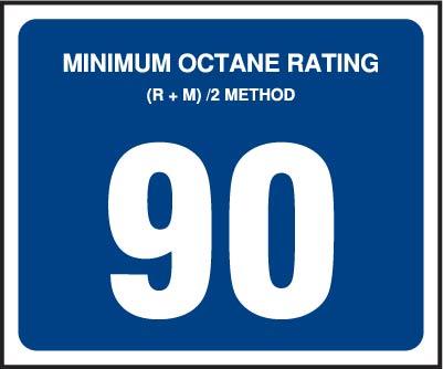 OR-90BLUE Octane Rating Decal