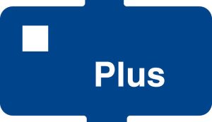 004-201800-PLU Plus Switch Graphic White on Blue