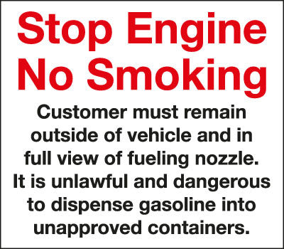 PID-032 Stop Engine No Smoking - 8" x 7"