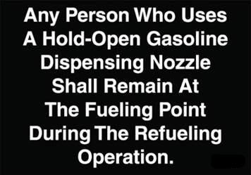 PID-1134 Hold Open Gas Nozzle Decal 2.25" x 1.75"