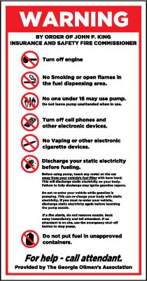 PID-303-CK-GA 6" x 10" Decal - Warning Self Service - Georgia