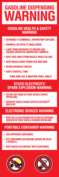 PID-786 3" x 9" Decal - Gasoline Dispensing Warning