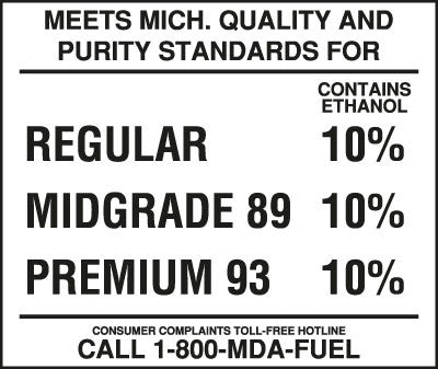 PID-908 4.75" x 4" Decal -  Michigan 3 Product Ethanol
