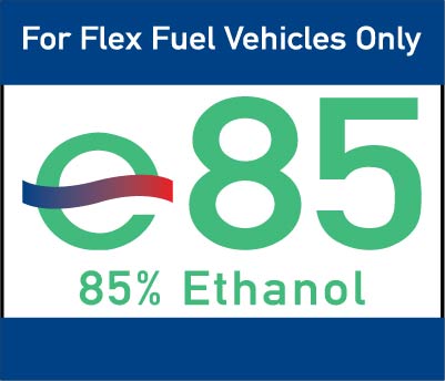 PID-E85GB 3.5" X 3" Decal - E85