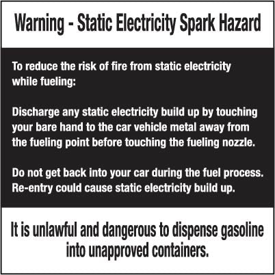 PID-SESH88  8" x 8" Static Warning Decal