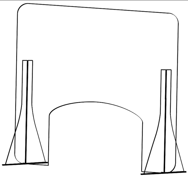ATB-DM-W-18-12 Clear Polycarbonate Barrier - Stand Mounted - 31" X 31" (1/8" thick) - 18" X 12" Window Sneeze Guard