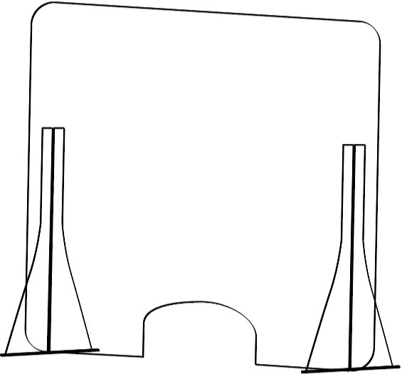 ATB-DM-W Clear Polycarbonate Barrier - Stand Mounted - 31" X 31" (1/8" thick) - 10" X 5" Window Sneeze Guard